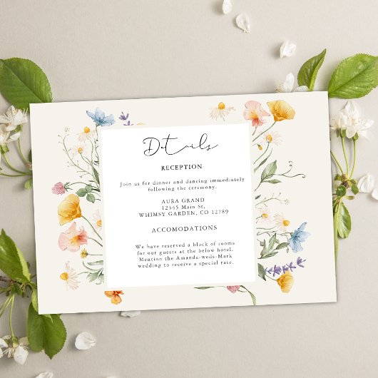 Boho Spring Wildflowers Botanical Garden Wedding エンクロージャーカード