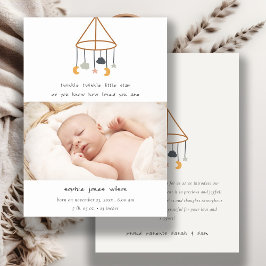 Boho Star Moon Cloudベビー写真誕生のお知らせ サンキューカード