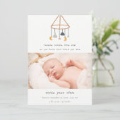 Boho Star Moon Cloudベビー写真誕生のお知らせ サンキューカード (スタンド正面)