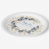 Boho Stars Greenery Baby Shower  ペーパープレート (アングル)