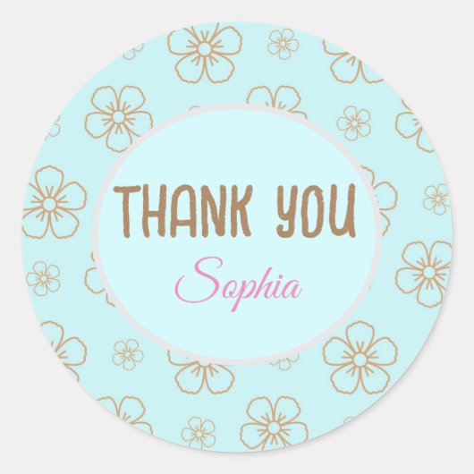 Boho Sticker Thank you floral | Aufkleber custom ラウンドシール (正面)