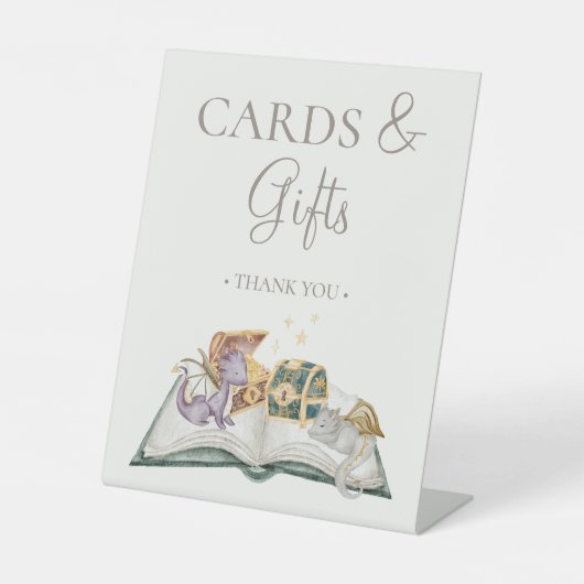 Boho Storybook Dragon赤ちゃんシャワーカードとギフト 台座サイン (正面)