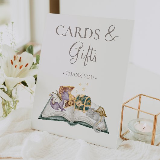 Boho Storybook Dragon赤ちゃんシャワーカードとギフト 台座サイン