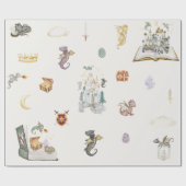 Boho Storybook Dragon Baby Shower ラッピングペーパー (フラット)