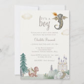 Boho Storybook Dragon It's A Boy Baby Shower 招待状 (正面)