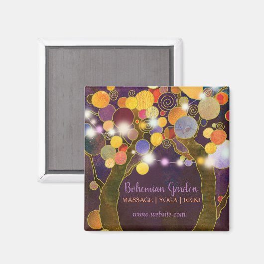 Boho String Lights Love Trees Business マグネット (正面/裏面)