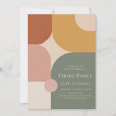 Boho Stripes Birthday Bash – Mint & Orange 招待状 (正面)