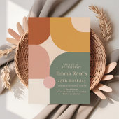 Boho Stripes Birthday Bash – Mint & Orange 招待状