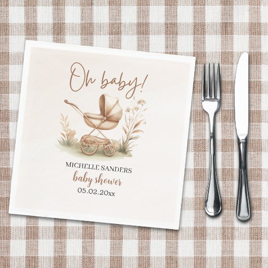 Boho Style Baby stroller neutral baby shower スタンダードランチョンナプキン