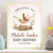  Boho Style Baby stroller neutral baby shower ポスター