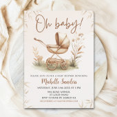 Boho Style Baby stroller neutral baby shower 招待状
