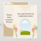 Boho Style Birthday Invitation card  招待状 (正面/裏面)