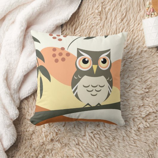 Boho Style Owl Design Pillow クッション (ブランケット)