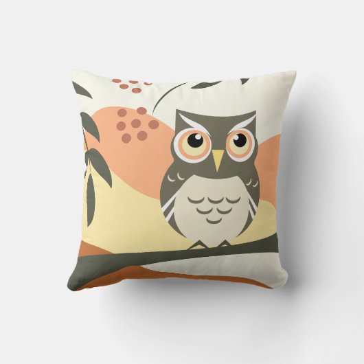 Boho Style Owl Design Pillow クッション (裏面)