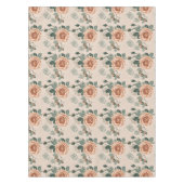 Boho Style Roses In Pastel Orange And Sage Green  テーブルクロス (正面)