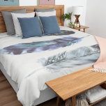 Boho Style Watercolor Birds Feathers Blue Cream 掛け布団カバー<br><div class="desc">Add a beautiful natural touch to your bed with this illustrated duvet cover. It features watercolor illustrations of three bird feathers in shades of blue set against a light cream or ivory colored background. The reverse side has a coordinating print of bird feathers against a cream background. Give your bedroom...</div>
