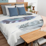 Boho Style Watercolor Birds Feathers Blue Cream 掛け布団カバー<br><div class="desc">Add a beautiful natural touch to your bed with this illustrated duvet cover. It features watercolor illustrations of three bird feathers in shades of blue set against a light cream or ivory colored background. The reverse side has a coordinating print of bird feathers against a cream background. Give your bedroom...</div>