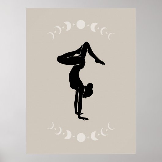 Boho Style Yoga Pose Art ポスター (正面)