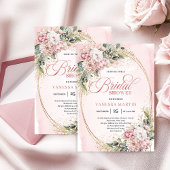 Boho Stylish Dusty Pink Floral Gold Bridal Shower 招待状