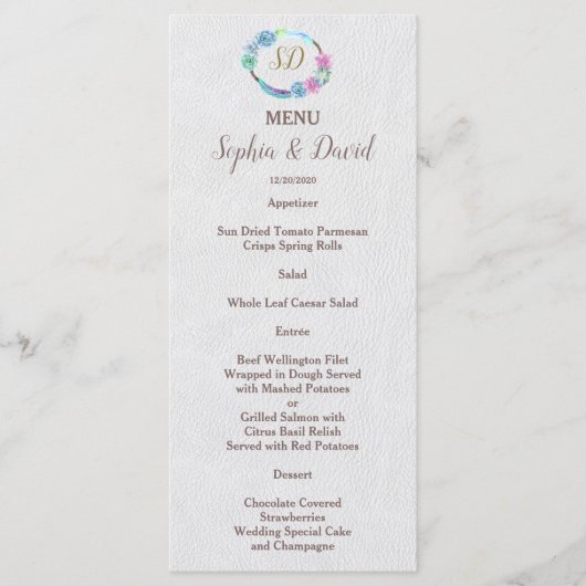 Boho Succulentサボテンリース結婚のメニュー メニュー (正面)