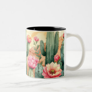 Boho Succulent Floral Watercolor Mug ツートーンマグカップ