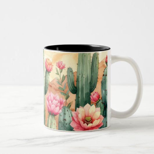 Boho Succulent Floral Watercolor Mug ツートーンマグカップ (右)