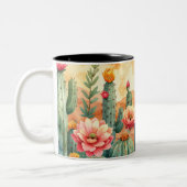 Boho Succulent Floral Watercolor Mug ツートーンマグカップ (左)