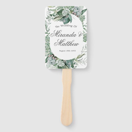 Boho Succulent Greenery結婚's Thank You ハンドファン (正面)