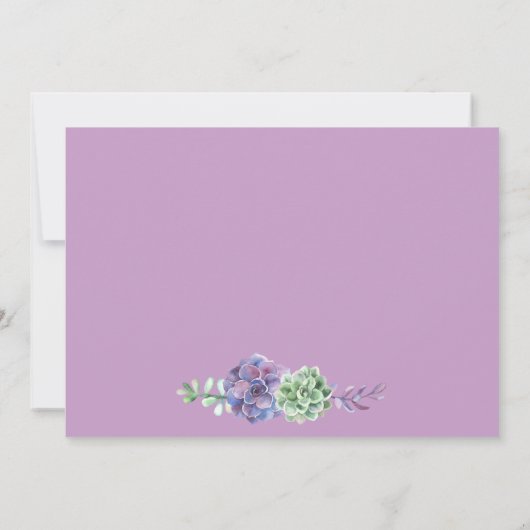 Boho Succulentsが日付の写真ラベンダーを救う 案内状 (裏面)