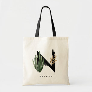 Boho Succulents Letter Hモノグラムブライドメイド トートバッグ