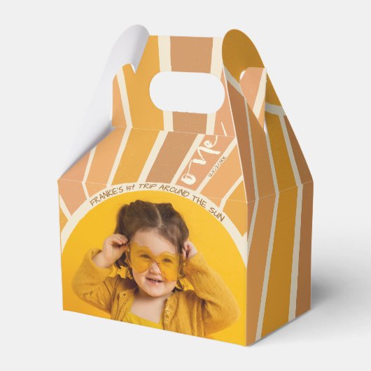 Boho Summer 1st Trip Sunのまわりに誕生日写真 フェイバーボックス (正面サイド)