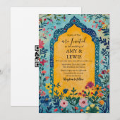Boho Summer Blue Floral Wedding Invitation 招待状 (正面/裏面)