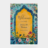 Boho Summer Blue Floral Wedding Welcome アクリルサイン (正面)