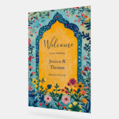 Boho Summer Blue Floral Wedding Welcome アクリルサイン (傾斜)