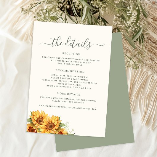 Boho summer floral garden wedding guest details エンクロージャーカード