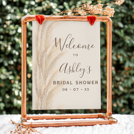 Boho summer pampas grass bridal shower welcome ポスター