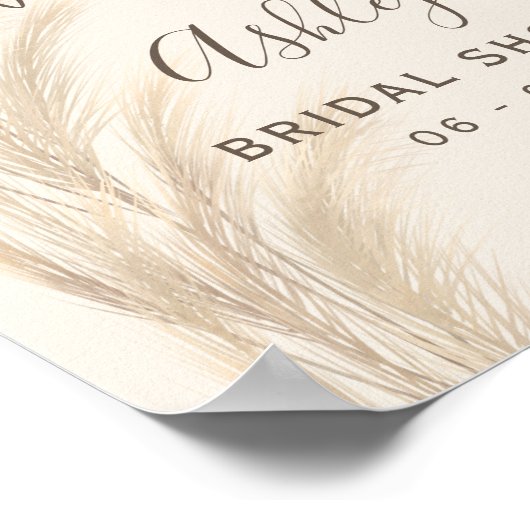 Boho summer pampas grass bridal shower welcome ポスター (角)