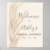 Boho summer pampas grass bridal shower welcome ポスター (正面)