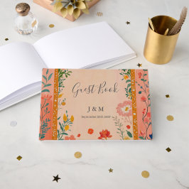 Boho Summer Pink Floral Wedding ゲストブック