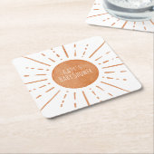 Boho Sunベビーシャワー スクエアペーパーコースター (アングル)