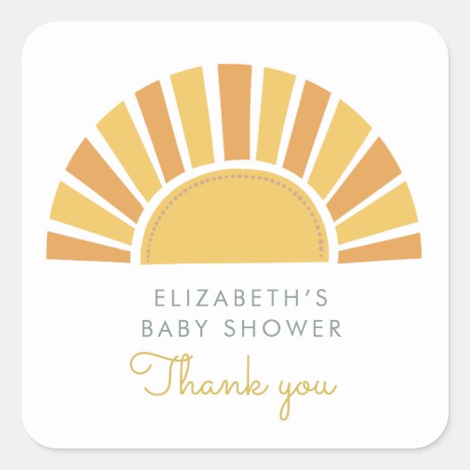 Boho Sun赤ちゃんカラフルシャワー スクエアシール (正面)