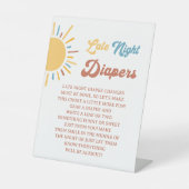 Boho Sun赤ちゃんシャワー深夜おむつゲームサイン 台座サイン (正面)