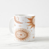 Boho Sun and Moon Celestial Mug コーヒーマグカップ (正面左)