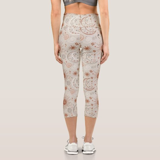 Boho Sun and Moon Pattern カプリレギンス (裏面)