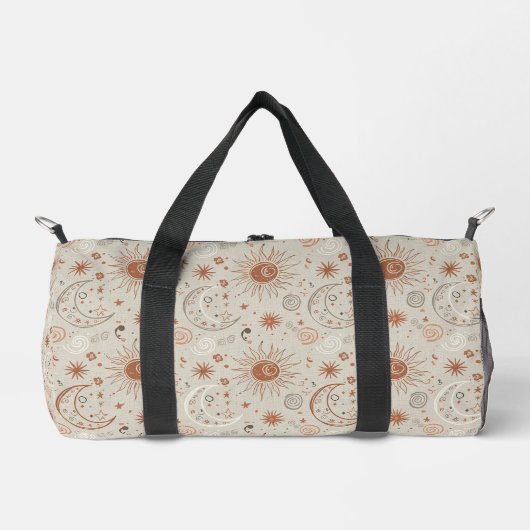 Boho Sun and Moon Pattern ダッフルバッグ (正面)