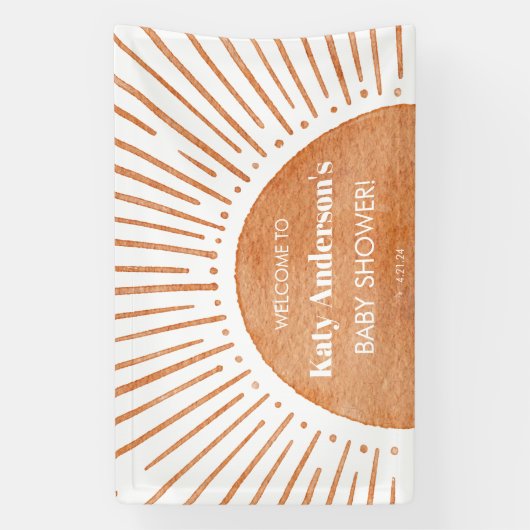 Boho Sun Baby Shower Welcome Banner 横断幕 (縦)