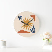 Boho Sun Face Abstract Terracotta Wall Clock ラージ壁時計 (ホーム)