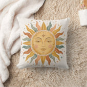 Boho Sun Face Pillow クッション (ブランケット)