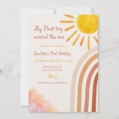 Boho Sun First Birthday Trip Around the Sun 招待状 (正面)