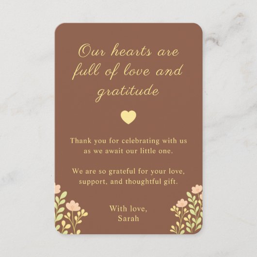 Boho Sun Floral Baby Shower サンキューカード (正面)